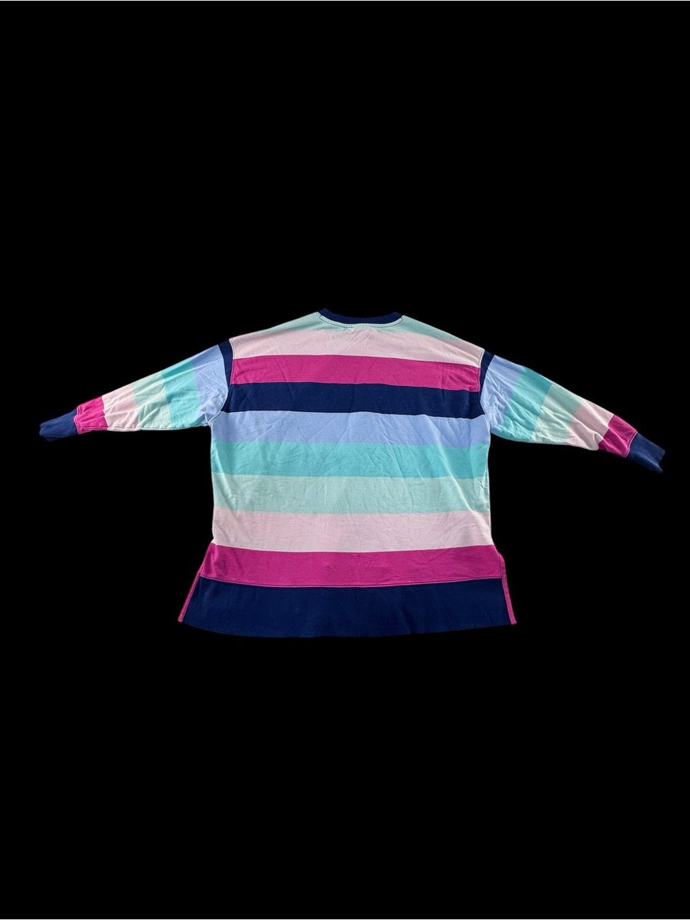 crown & ivy Long-Sleeve Striped Top in Pink, Navy, Aqua & Light Blue
